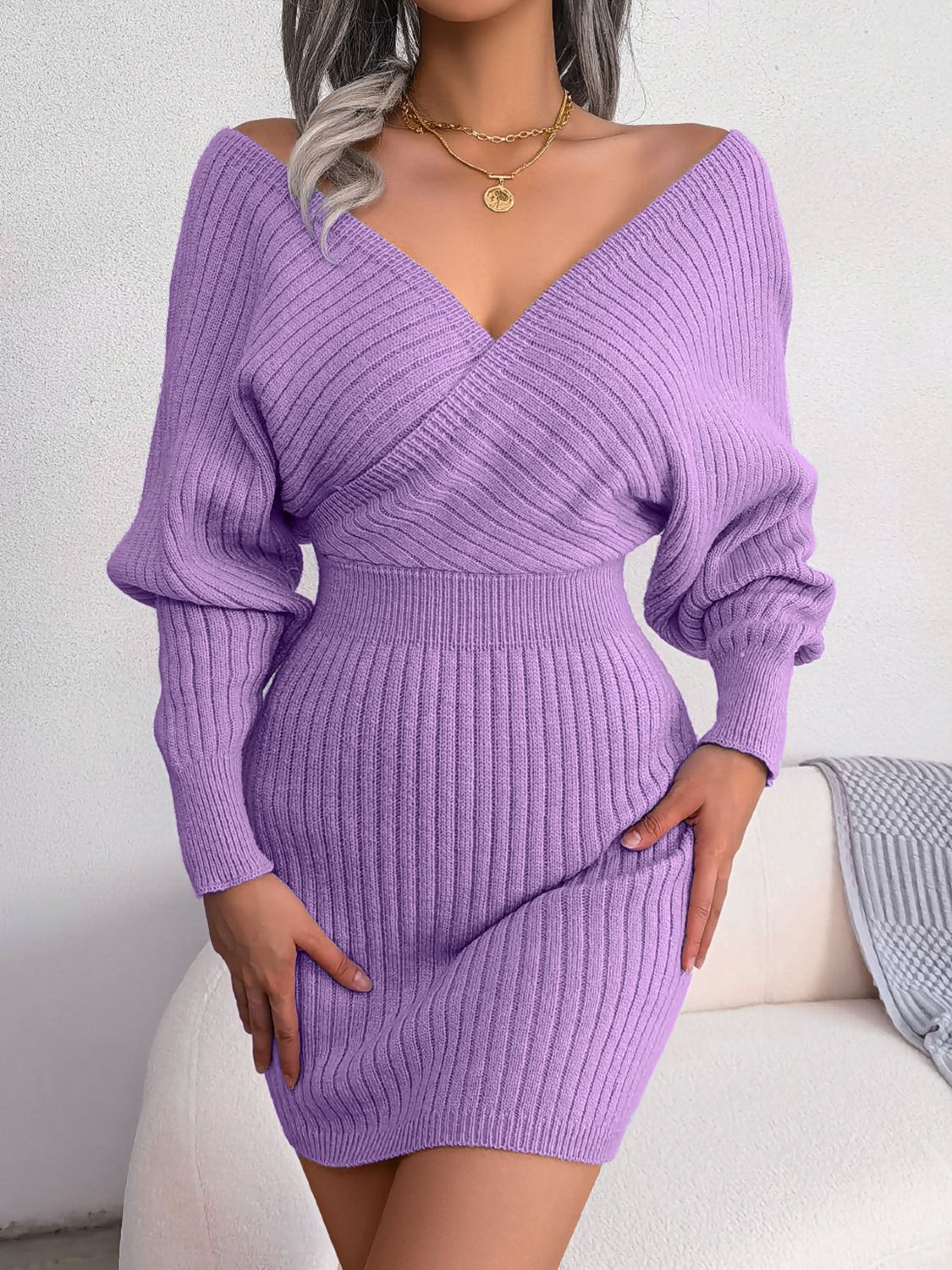 Rib-Knit Sweater Dress