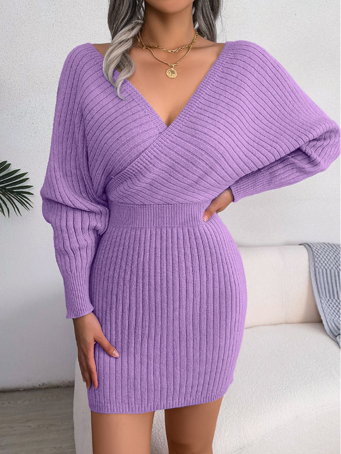 Rib-Knit Sweater Dress